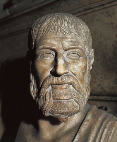 "Representation av Pausanias (400-talet f.Kr.), spartansk general och politiker" Bust. av Unbekannt