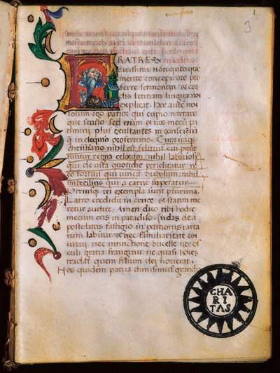 Representation of Saint Hieronymus (347-420), upplyst sida hämtad från "Opuscula theologica". av Unbekannt