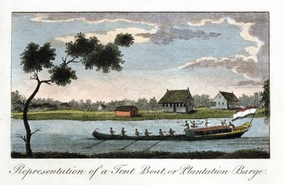 Representation av en tältbåt eller plantagepråm, 1813 av Unbekannt