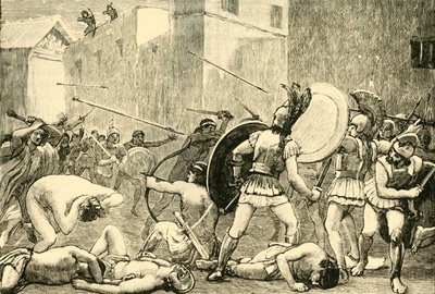 Avvisning av Pyrrhus från Sparta, 1890. av Unbekannt