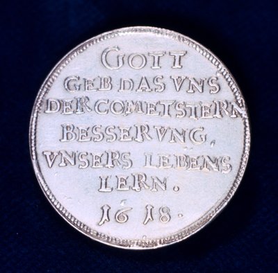 Baksidan av en medalj till minne av den briljanta kometen från november 1618 av Unbekannt