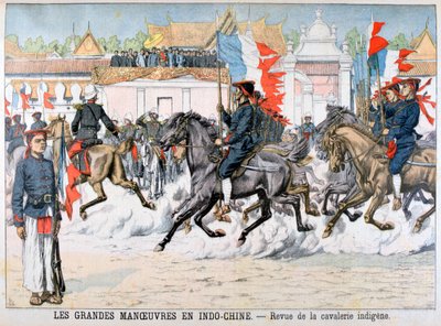 Genomgång av det inhemska kavalleriet, Franska Indokina, 1903 av Unbekannt
