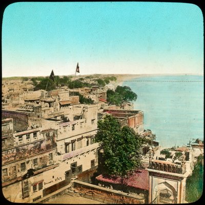 Floden Ganges från Aurangzeb-moskén, Benares, Indien, sent 1800- eller tidigt 1900-tal av Unbekannt