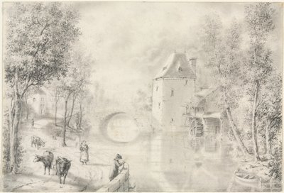 Vägen vid Gamla bron, 1800-tal. av Unbekannt