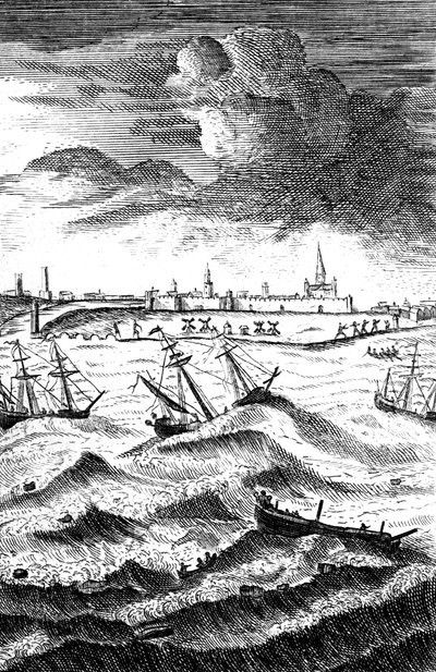 Robinson Crusoe förliste vid Yarmouth, c1719 av Unbekannt