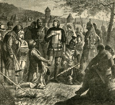 Rodolph av Hapsburg tar emot nyheter om sitt val som suverän över Tyskland 1273, 1890. av Unbekannt