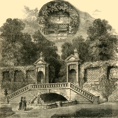 Rogers Seat och Inigo Jones Gateway, Holland House, c1876. av Unbekannt
