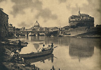 Roma - Tibern - S. Angelos slott och bron. Dome of St. Peters, 1910 av Unbekannt
