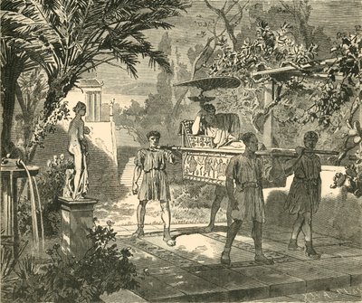 Romersk trädgårdsscen, 1890. av Unbekannt