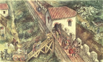 Romersk bastion på stadsmuren, London, 300-talet av Unbekannt