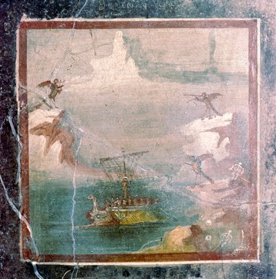 Romersk väggmålning, Ulysses och sirenerna, Pompeji, 1:a århundradet av Unbekannt