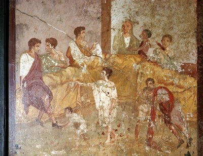 Romersk väggmålning av en middagsfest, Pompeji, Italien av Unbekannt