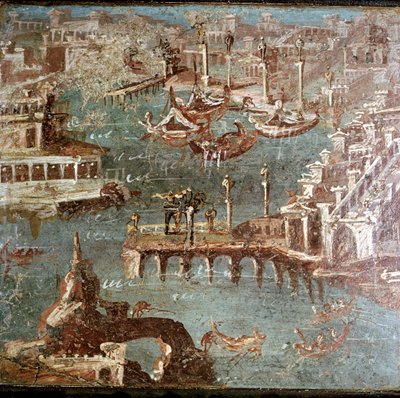 Romersk väggmålning av en hamnplats, Stabiae, nära Pompeji, Italien av Unbekannt
