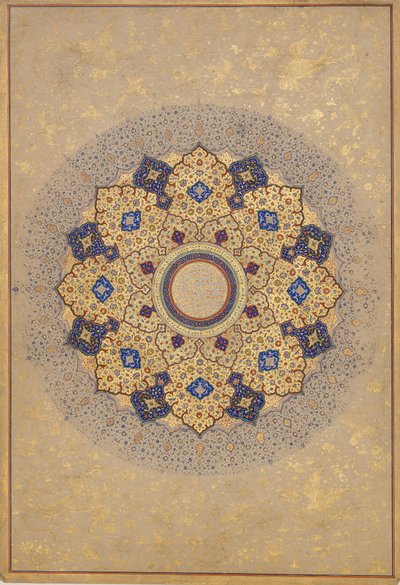 Rosett som bär Shah Jahans namn och titlar, folio från Shah Jahan-albumet, ca. 1645. av Unbekannt