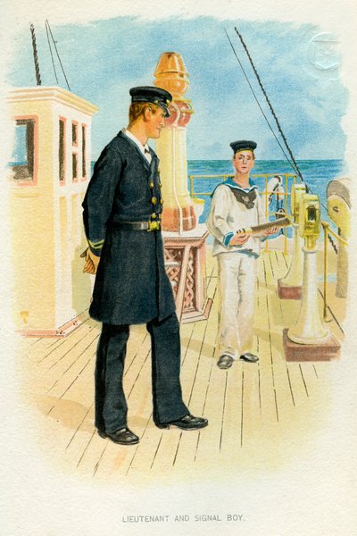 Royal Navy Lieutenant och signalpojke, c1890-c1893 av Unbekannt