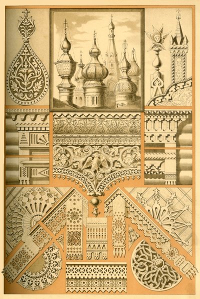 Rysk arkitektonisk prydnad och träsnideri, 1898. av Unbekannt