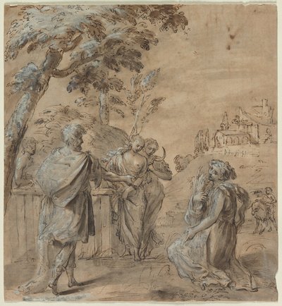 Ruth och Boaz recto The Fall of Simon Magus verso, 1600-talet. av Unbekannt