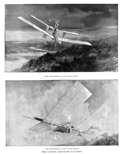 SP Langleys ångdrivna modellplan Aerodrome sett uppifrån och under, 1902 av Unbekannt