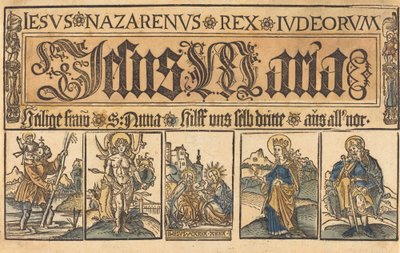 Saint Anne, Madonnan och barnet och de heliga Christopher, Sebastian, Clara..., ca. 15001525. av Unbekannt