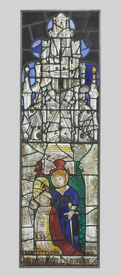 Saint Catherine med en knästående manlig donator, 1400-talet. av Unbekannt