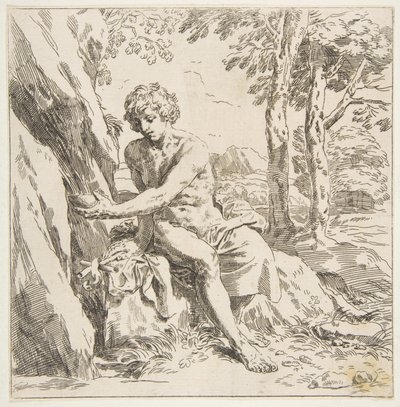 Johannes Döparen i öknen, kopia omvänt efter Cantarini, ca. 1637-1639 eller senare. av Unbekannt