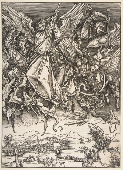 Saint Michael Fighting the Dragon, från The Apocalypse, 1498. av Unbekannt