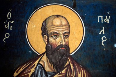 Saint Paul: Bysantinsk fresk från 1300-talet (1332) Nathex, södra väggen Phorbiotissa Jungfrukyrkan, Asinou Unesco-plats Troodos-regionen, Cypern av Unbekannt