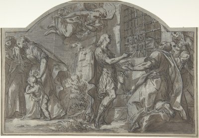 Saint Sebastian uppmanar de kristna fångarna, 1700-talet. av Unbekannt