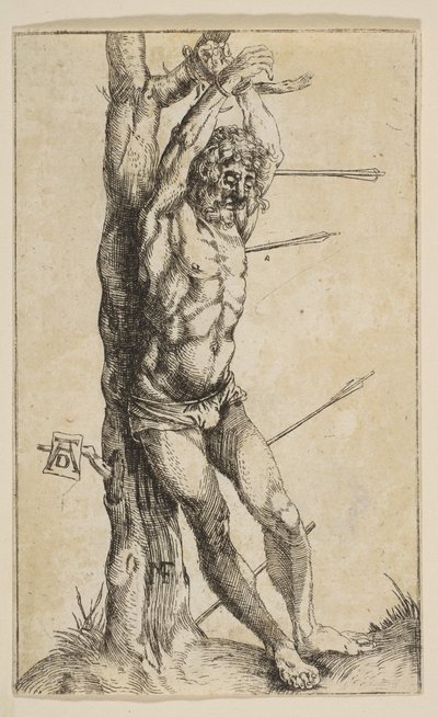 Saint Sebastian Tied to a Tree omvänd kopia.n.d. av Unbekannt