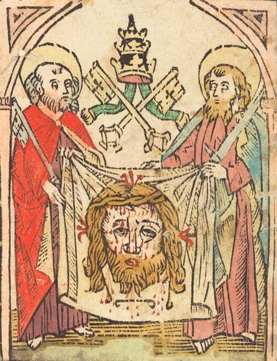 De heliga Peter och Paulus med Sudarium, i eller efter 1475. av Unbekannt