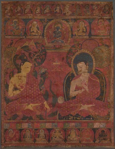 Sakyamuni med en lärjunge Thangka, 1300-talet. av Unbekannt