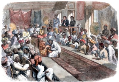Försäljning i Calcutta av värdefulla statliga presenter och Lucknow-juveler, 1860 av Unbekannt