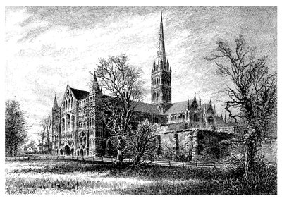 Salisbury Cathedral, från sydväst, 1895 av Unbekannt