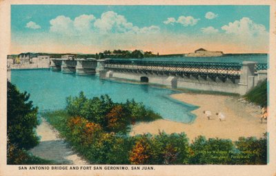 San Antonio Bridge och Fort Geronimo, San Juan, 1909 av Unbekannt