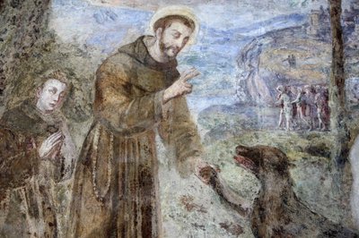 Santa Chiara kloster, Neapel Fresco detalj: SFrancesco, Neapel, Italien av Unbekannt