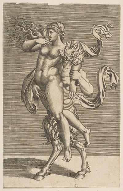 Satyr bär en nymf som håller fast hennes högra arm, ca. 1515-1600. av Unbekannt