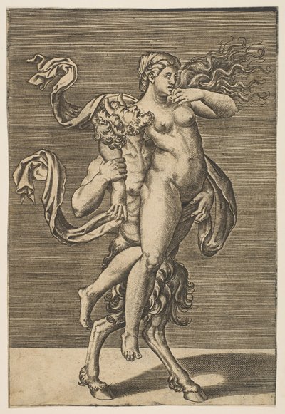Satyr bär en nymf som håller fast hennes högra arm, ca. 1515-1600. av Unbekannt