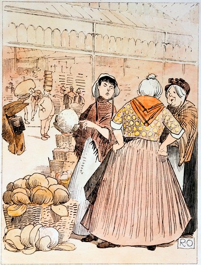 Scen på Covent Gardens frukt- och grönsaksmarknad, London, tidigt 1900-tal av Unbekannt