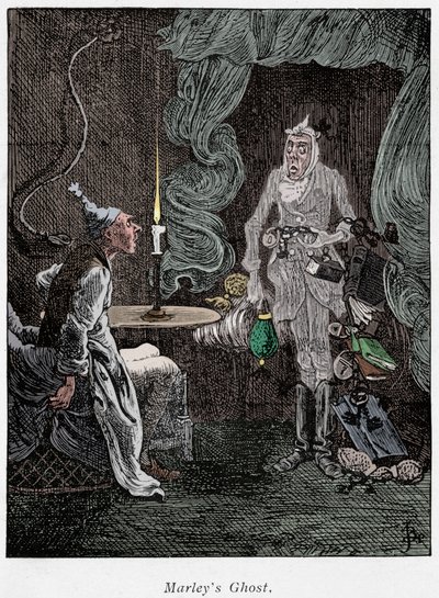 Scen från A Christmas Carol av Charles Dickens, 1843 av Unbekannt