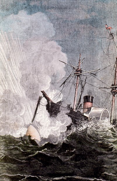 Scen från Jules Vernes Från jorden till månen, 1865 av Unbekannt