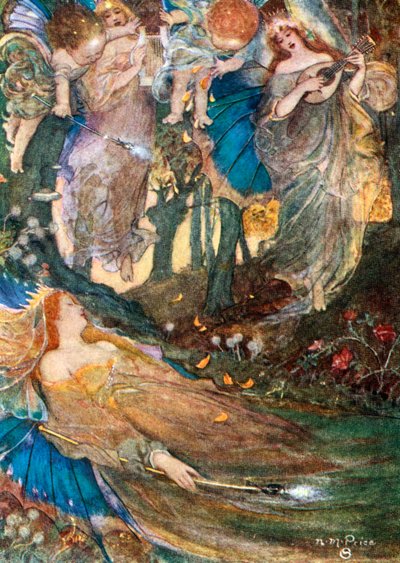 Scen ur Shakespeares En midsommarnattsdröm av Unbekannt