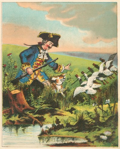 Scen från Baron Munchausens äventyr av Rudolph Erich Raspe, c1850 av Unbekannt