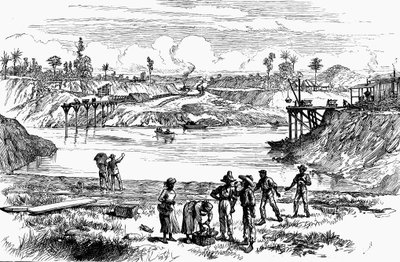 Scen från de Lesseps försök att gräva Panamakanalen, 1888 av Unbekannt