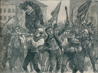 Scen i upploppen i Belfast, 1800-talet 1906. av Unbekannt