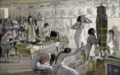 Sorgescen vid Tutankhamons begravningstempel, Egypten, 1325 f.Kr. 1933-1934 av Unbekannt