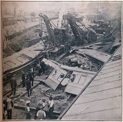 Scen för den fruktansvärda järnvägskatastrofen i Salisbury, 1906 av Unbekannt