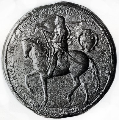 Protektoratets sigill med Oliver Cromwell till häst, 1600-talet, 1899 av Unbekannt