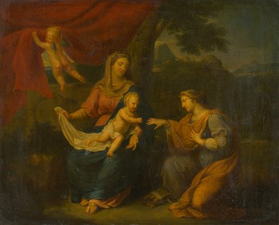 Seated Madonna with St. Catherine av Unbekannt