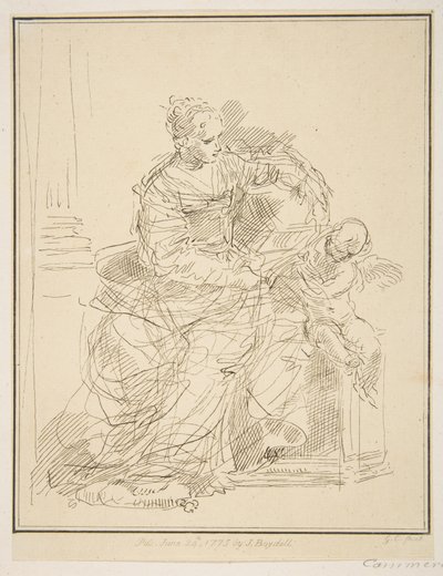 Sittande kvinna med putto, 1775. av Unbekannt