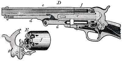 Sektionsvy av Colt-revolvern, c1880 av Unbekannt